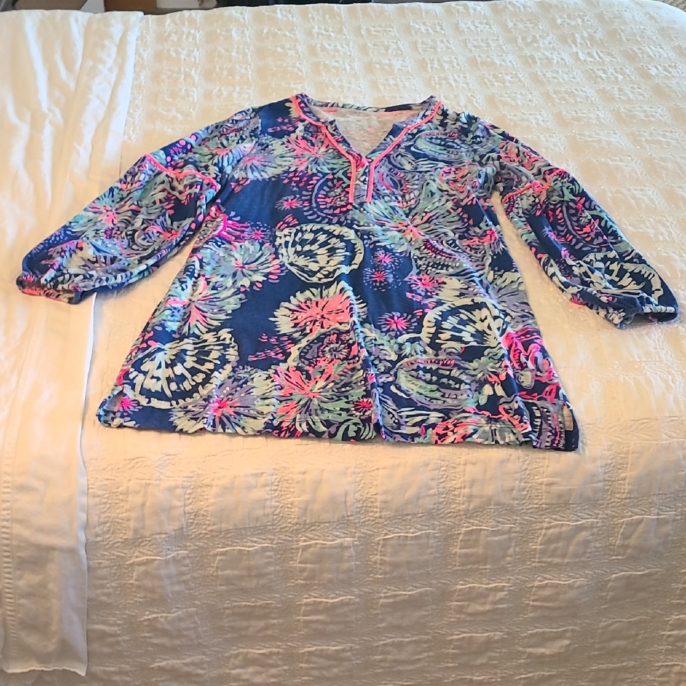 Lilly Pulitzer JOY dress In DEEP INDIGO GYPSEA size M MEDIUM Long Sleeves